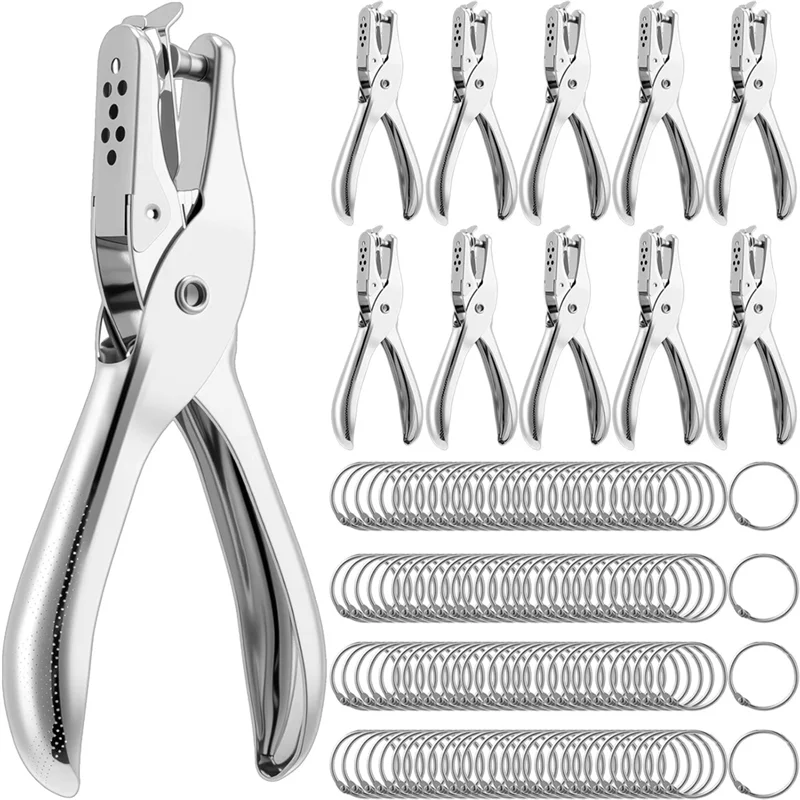 SR-学校用品 パンチ 100個入り シングルホールパンチ、1/4インチ ワンホールパンチャー バインダーリング 教室、工作用