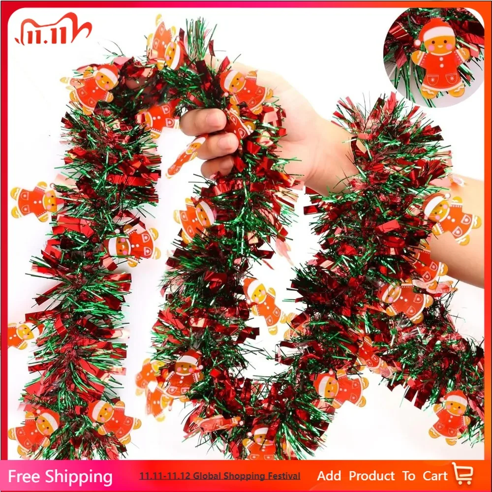 

2M Christmas Garland Party Decor DIY Christmas Tree Santa Claus Ribbons Wreath Hanging Pendent Xmas Party Supplies