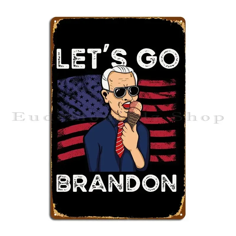 Lets Go Brandon Funny Metal Signs Wall Cave Wall Decor Living Room Create Wall Cave Tin Sign Poster