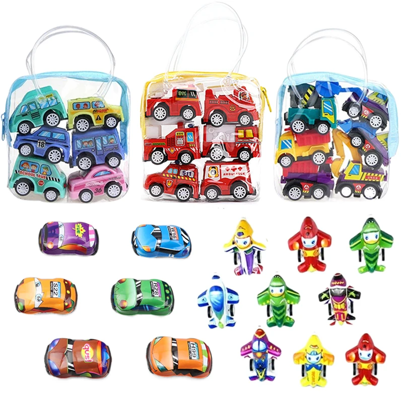 Children Pull Back Cars Plane Toys Cute Plastic Toy Car for Child Mini Car Inertia Toy Simulation Model Funny Kids Toys TMZ