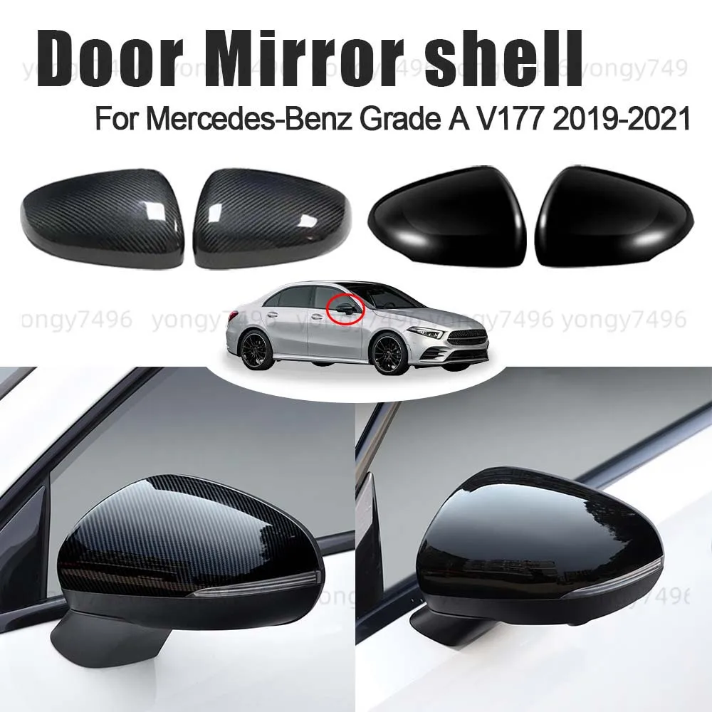 

Protective Cover Door Mirror Shell For Mercedes-Benz Grade A V177 2019 2020 2021 Rearview Accessories Carbon Fiber Glossy Black