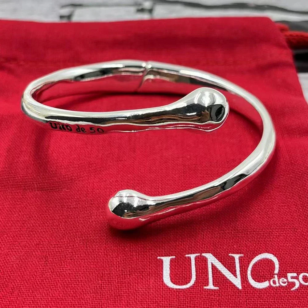 Unode50 Jewelry 2024 Daily High end Design Silver Geometric Opening Bracelet Women's Accessories Couple Festival Gift