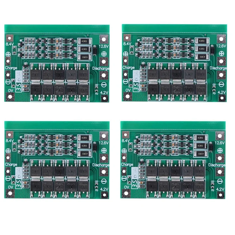 4X 3S 60A Bms Board Lithium Li-Ion 18650 Battery Protection Board With Balance For Drill Motor 11.1V 12.6V Cell Module