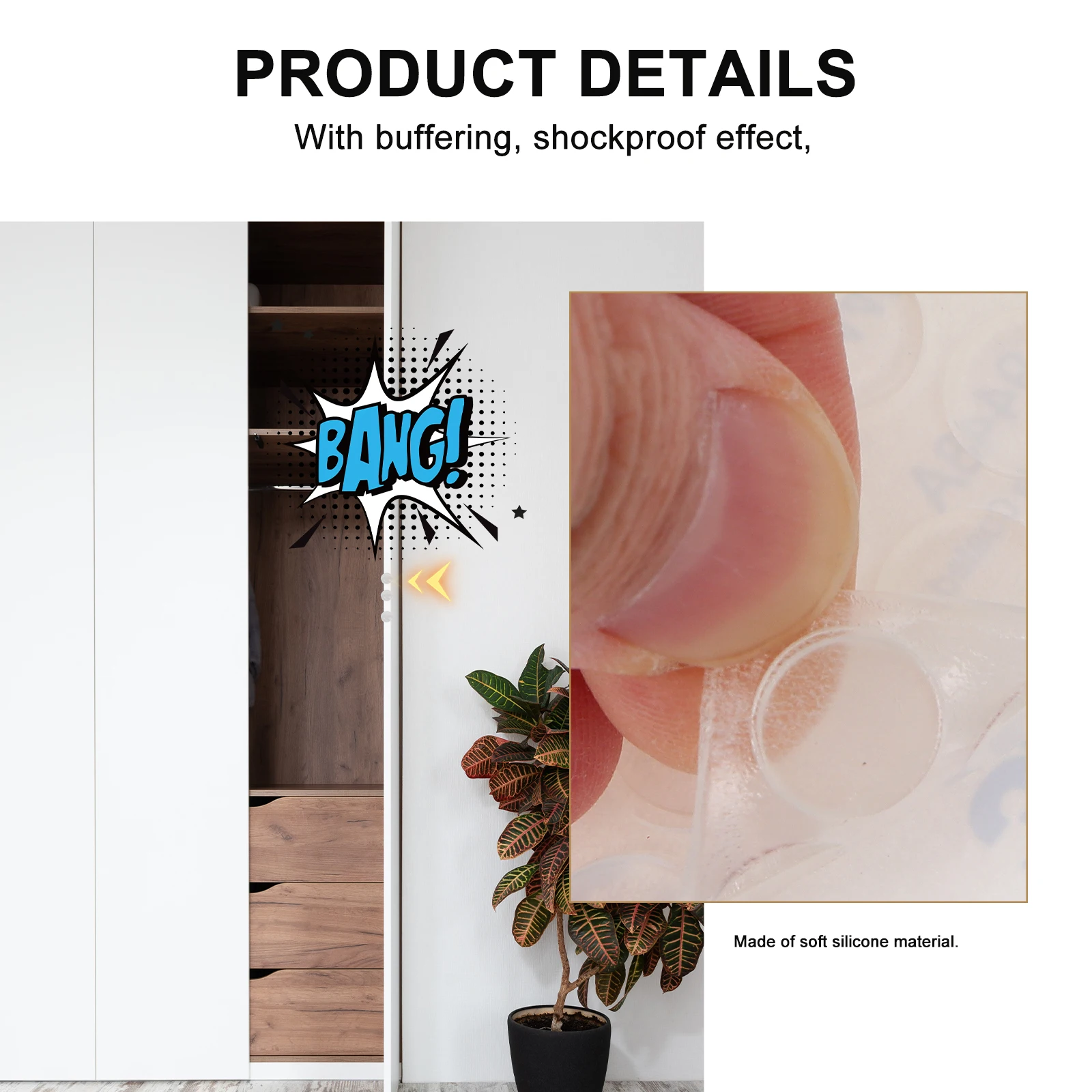 

1Set Long-Lasting Silicone Door Cushions Shockproof Bumpers for Cabinets Drawers Pads Door Cushions Cabinet Pads