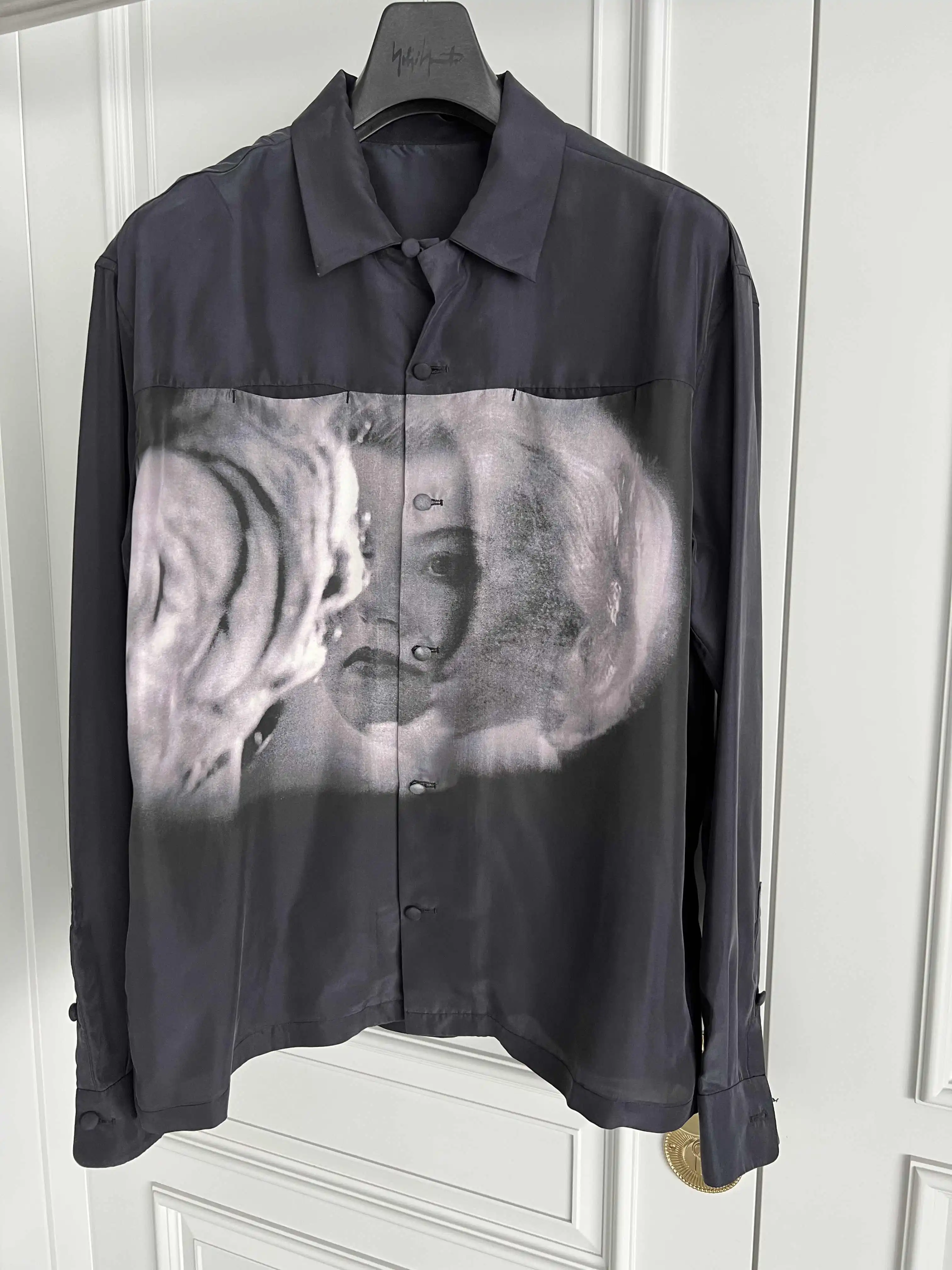 

TOP-YAMAMOTO Рубашки с длинными рукавами Original Design Cosmic Face с принтом Tencel для мужчин и женщин