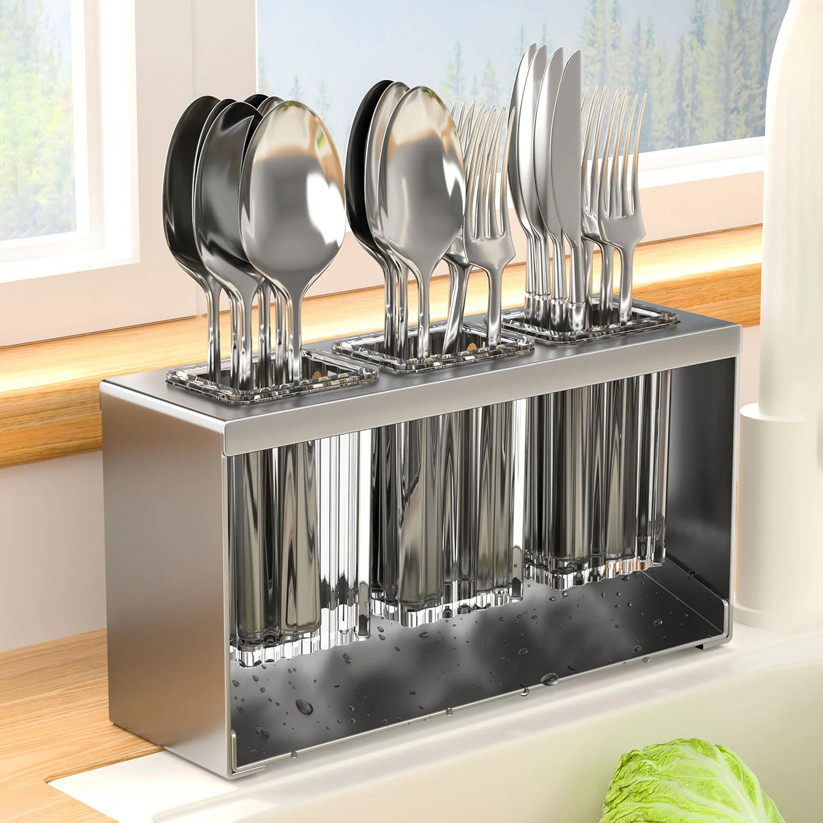 Kitchen Utensil Holder Drying Rack Convenient to Clean Multi Use Storage Rack Suitable for Fruit Knives Scissors