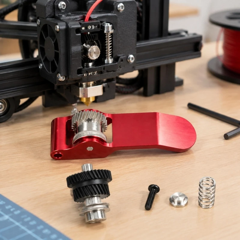 Auxiliary Extruder Gear with Hardened Steel Gears and Machined Teeth for X2D Drive-Gear Maintenance, Replacement, and D2RC