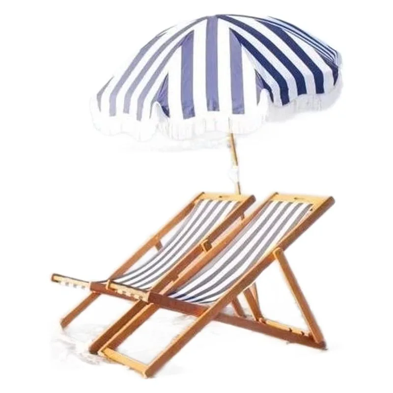 2 meters outdoor seaside fringed umbrella cotton windproof and sunscreen beach umbrella, Hainan wooden pole sun umbrella