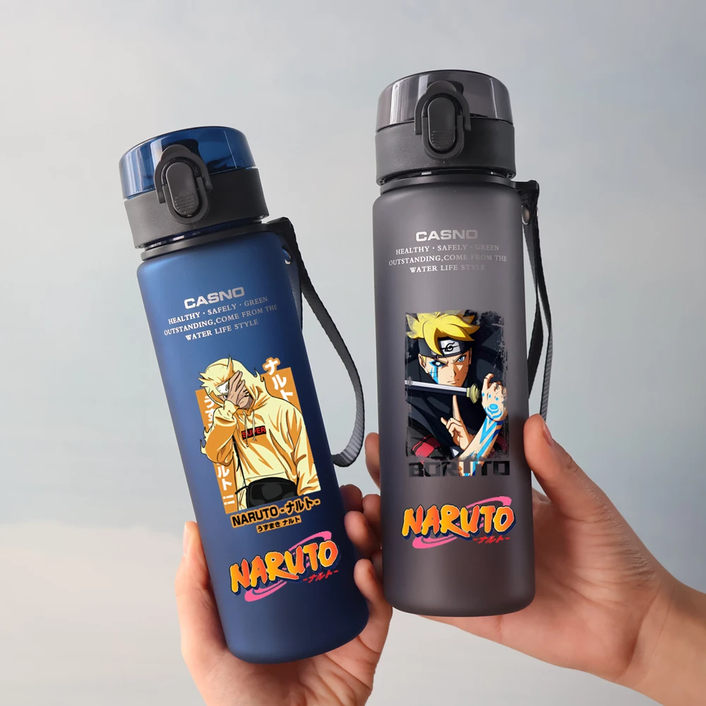 NARUTO Water Bottle Uzumaki Naruto Boruto 560ML Portable Plastic Water Glass Adult Kid High Capacity Sports Anime Water Cup