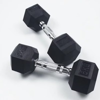 2.5kg-7.5kgCommercial Hex Rubber Dumbbell Set Strength Gym Fitness Equipment Black Iron Hexagon Dumbbell