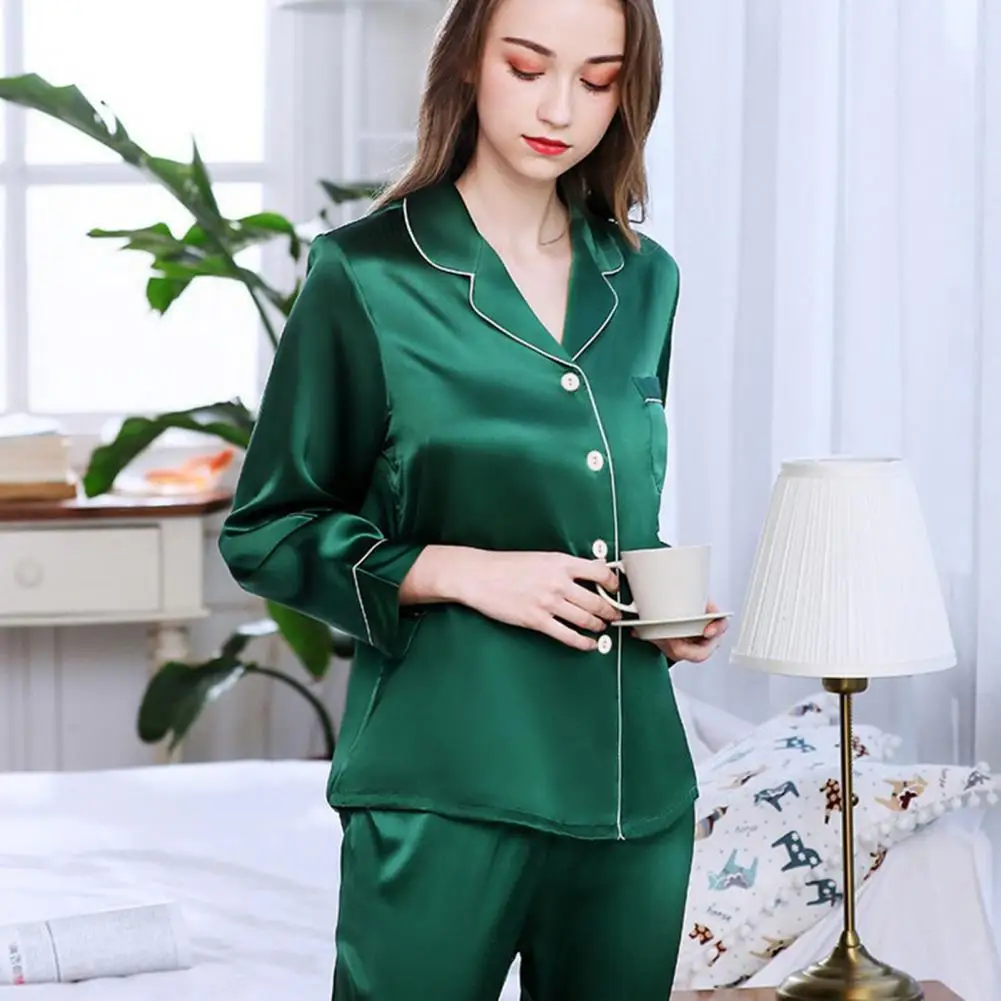 

Fall Loungewear Family Christmas Pajamas Set with Satin Cardigan Top Wide Leg Pants Matching Parent-child for Loungewear