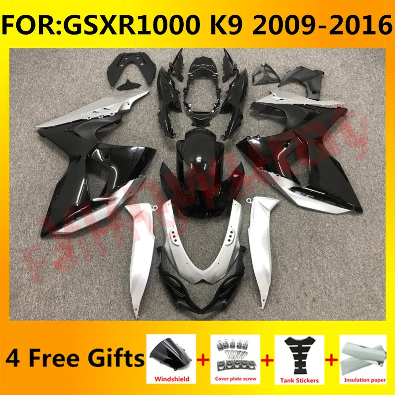 

Motorcycle Fairing kit fit for GSXR1000 GSXR 1000 GSX-R1000 2009 2010 2011 2012 2013 2014 2015 2016 K9 Fairings set black silver