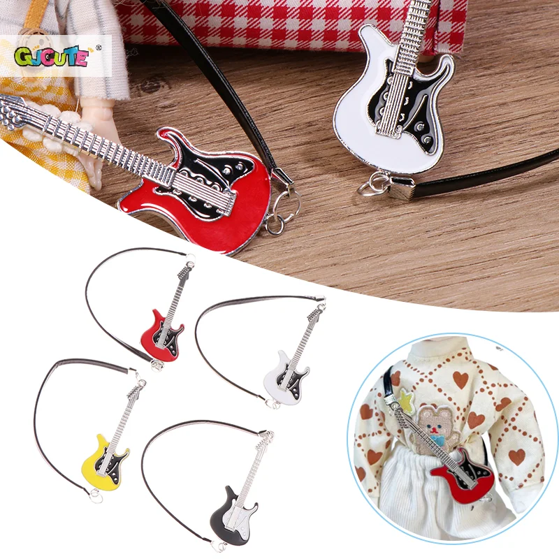 1:12 Dollhouse Miniature Guitar Model Simulation Musical Instrument Ornament Doll Scene Decor Accessories Kids Play Pretend Toys