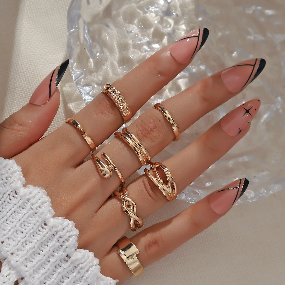 female fashion personality Japanese prime circle twist index finger simple Internet celebrity temperament ring