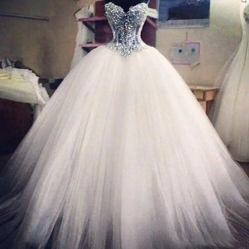 Sweetheart Corset A Line Wedding Dress Pearls Beaded Arabic Dubai Long Ivory Gowns Strapless Sleeveless Floor Length