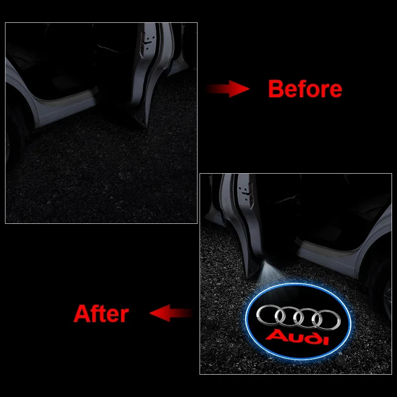 Car Door Emblem Light LED Welcome Lamp Wireless Laser Projector For Audi A3 A6 Q3 B5 B6 B7 B8 B9 Q7 8P 8V 8L A5 A4 C6 C5 C7 4F