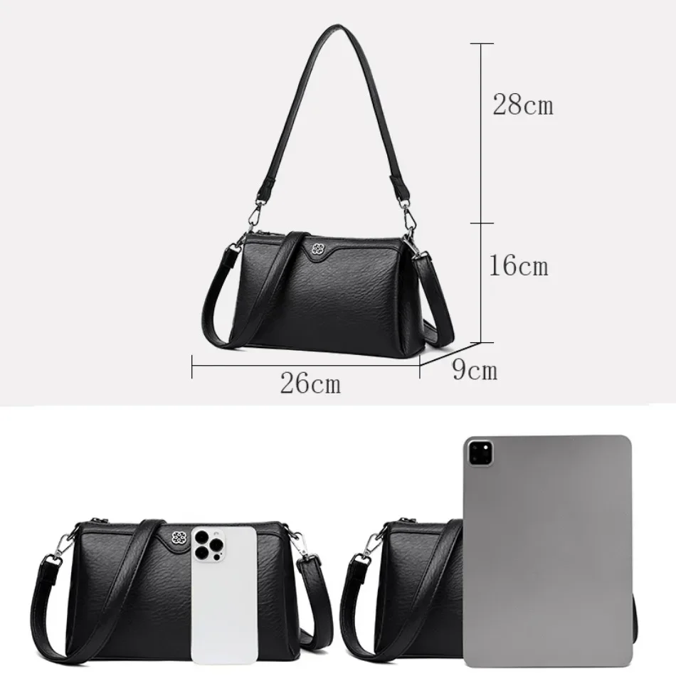 Luksusowe torebki damskie Projektant Wysokiej jakości miękkie skórzane torby na ramię Casual Solid Color CrossBody Bags for Women 2024 Sac