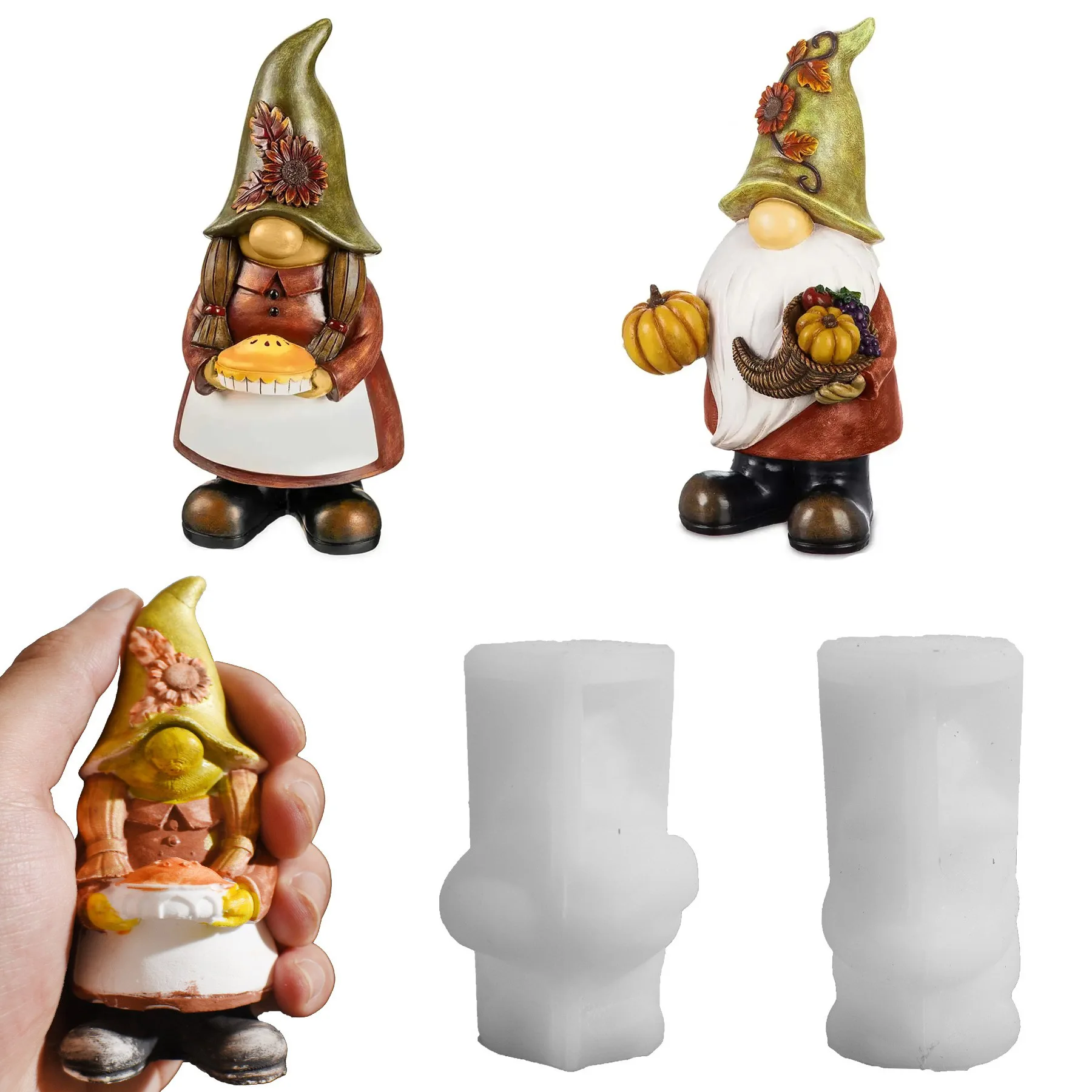 Harvest Festival Hand-held Pumpkin Dwarf Scented Candle Silicone Mold Cross-border Diy Dwarf Elderly Plaster Ornaments