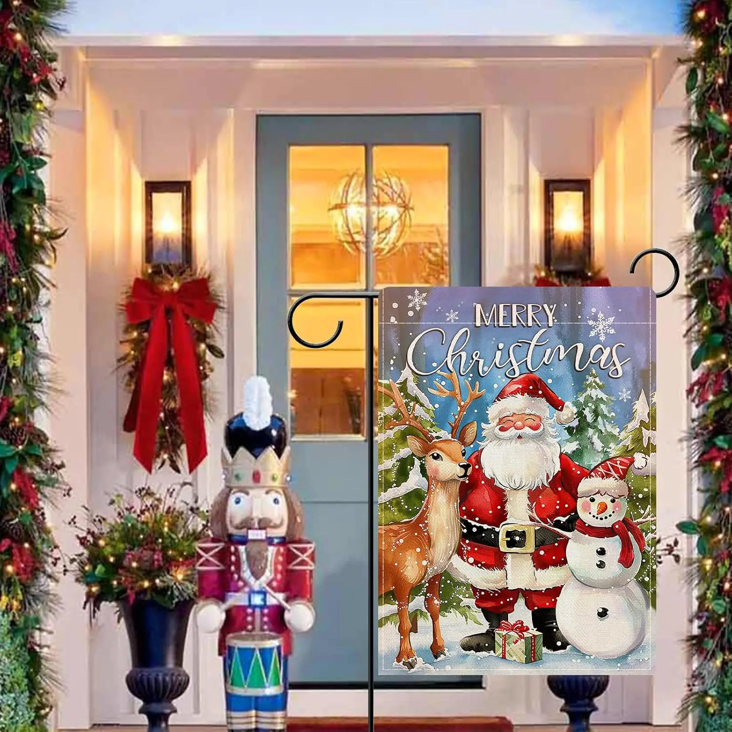 Dyrenson Merry Christmas Santa Claus Decorative Garden Flag, Xmas Reindeer jaa