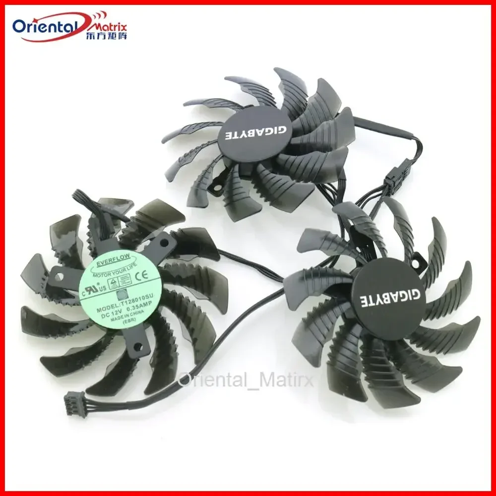3pcs/Lot T128010SM DC12V 0.20AMP 75mm 4Pin VGA Fan For Gigabyte GTX670 GTX580 GTX560ti GTX770 Graphics Card Cooling Fan