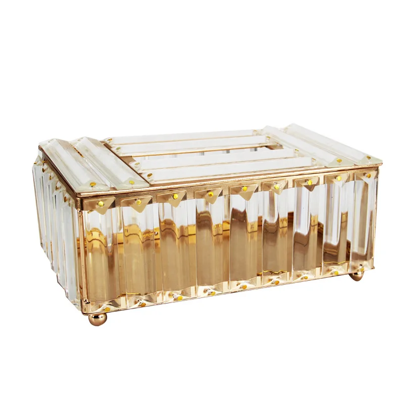 Modern Design European Style Home Living Room Table Decoration Napkin Storage Box Crystal Tissue Box