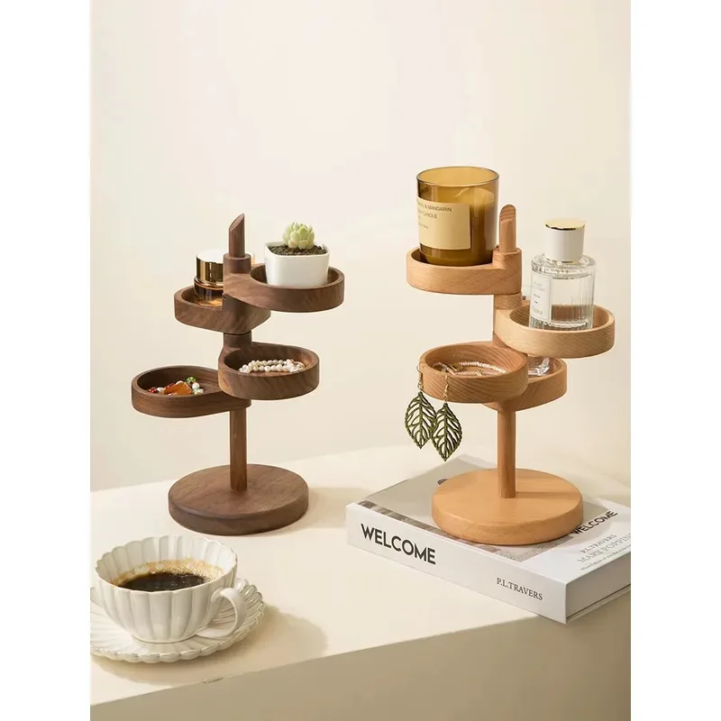 Black Walnut Dktop Shelf Cute Solid Wood Necklace Ring Jewelry Small Storage Box