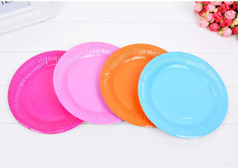 Zerolife 10 Stück/Set Macaron-Teller, einfarbig, 7-Zoll-Pappteller, Kuchen-Party-Zubehör, Einwegbesteck für Babyparty – Detail 6