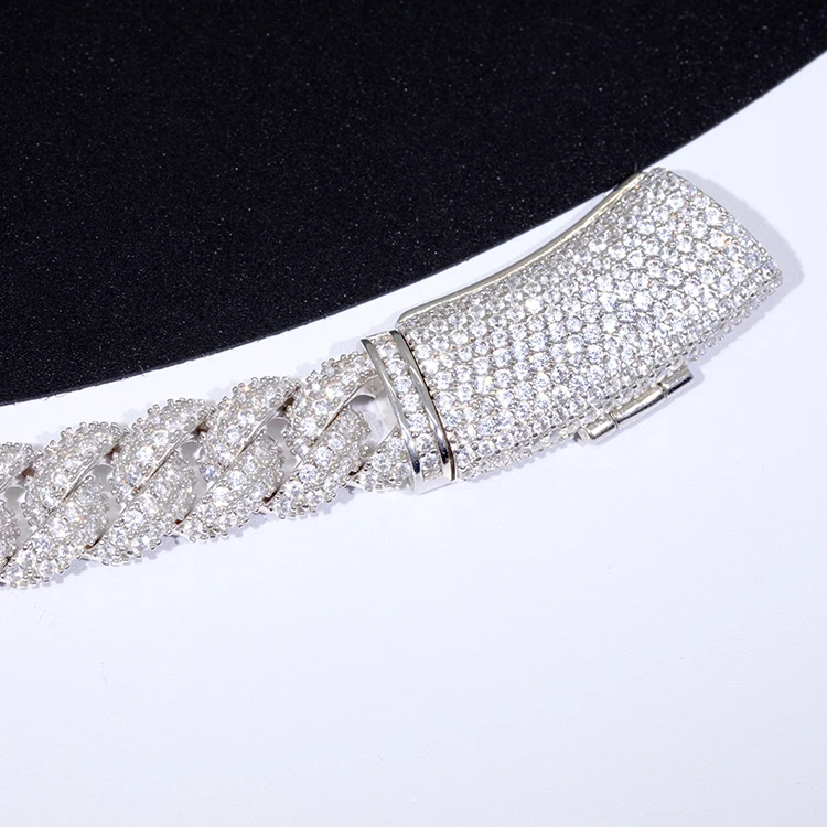 Hop Hip Chain 6mm 9mm 13mm Iced Out 925 Solid Silver VVS Moissanite Pass Diamond Tester Jewelry Cuban Link Chain Necklace.