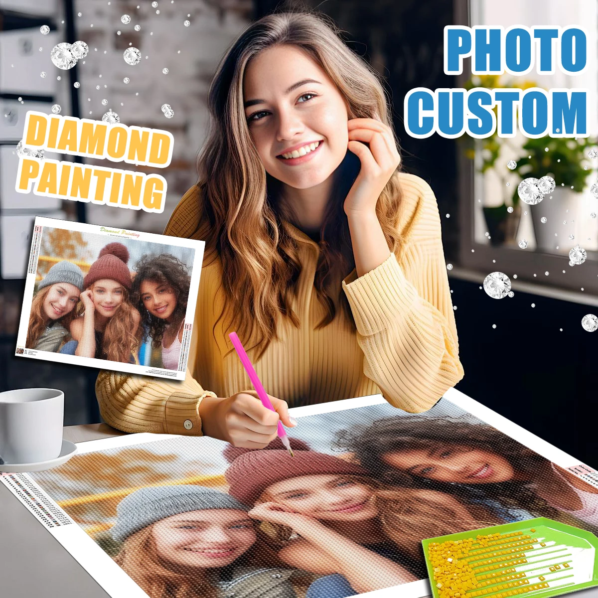 

RUOPOTY Stitch Diamond Painting Photo Custom Customized photo handmade gift for best friend group photo Personalized Gift Stitch