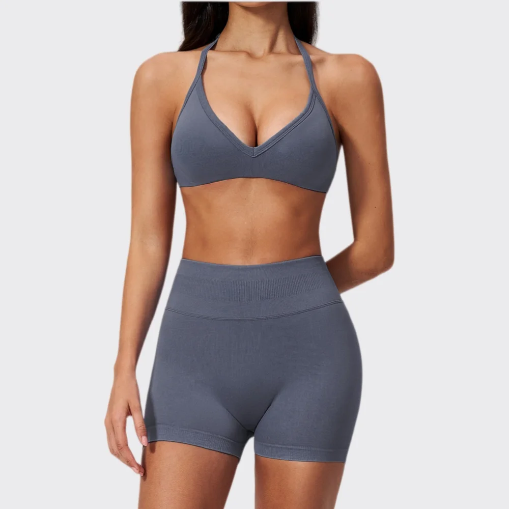 

Women Yoga Set 2pcs Sports Suit Seamless Tracksuit Athletic Wear Sports Bras Hip Lifting Shorts Fitness Suits Push Up Sportswear