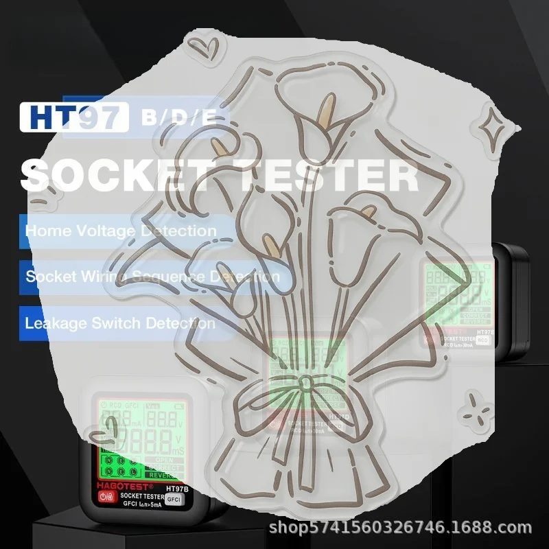 HT97 Socket Tester Pro Voltage Test LCD Digital Outlet Socket Detect US/UK/EU Plug Ground Zero Line Plug Polarity Phase Check