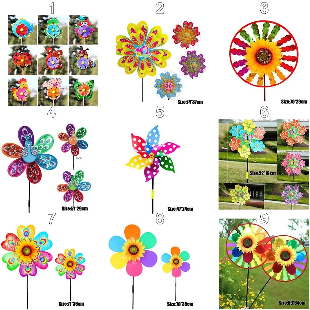 New Kids Toys Cartoon Children Toys Plastic Wind Spinners Colorful Animal Windmills Layout Pinwheels Toys DIY Wind Spinners