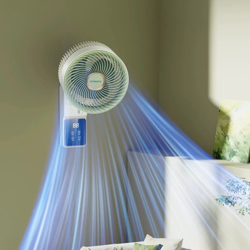 Portable Wall-Hanging Air Circulation Fan with Remote Control Smart Voice Household Electric Fans 8-speed Wind Timer Air Cooler