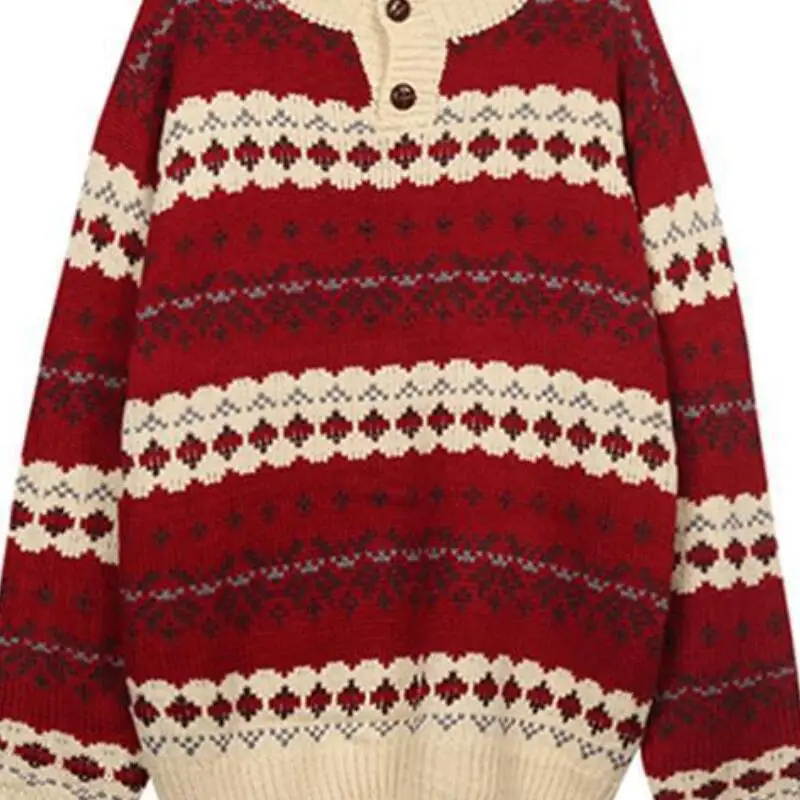 

Hot 2025 New Fashion Versatile Winter Christmas Women Wear Red Sweater Casual Loose Versatile Thick Warm Knitted Sweater Tops