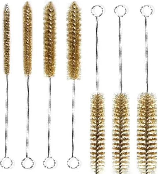

7pcs Brass Wire Tube Brushes Bottle Brush Set,11Inch Long Wire Brushes for Cleaning, Wire Pipe Cleaner Bore Brush Cleaning