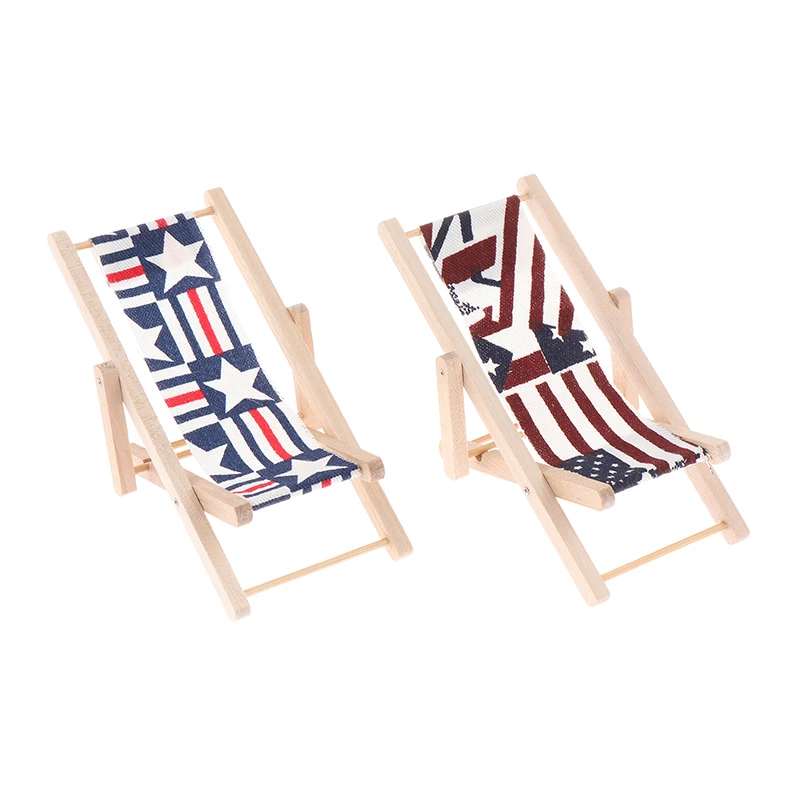 1Pcs Innovative Mini Furniture Decoration Accessories 1/12 Dollhouse Miniature Beach  Deck Chair Model Toys