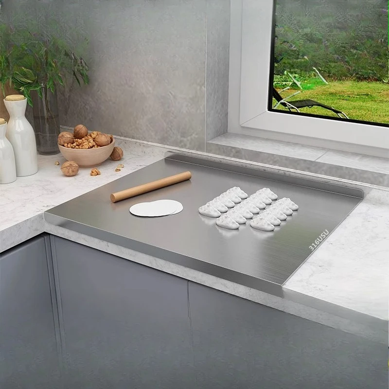 Professional 316 Stainless Steel Kitchen Cutting Board - Antibacterial Moldproof Heavy-Duty Double-Sided Cooking Panel