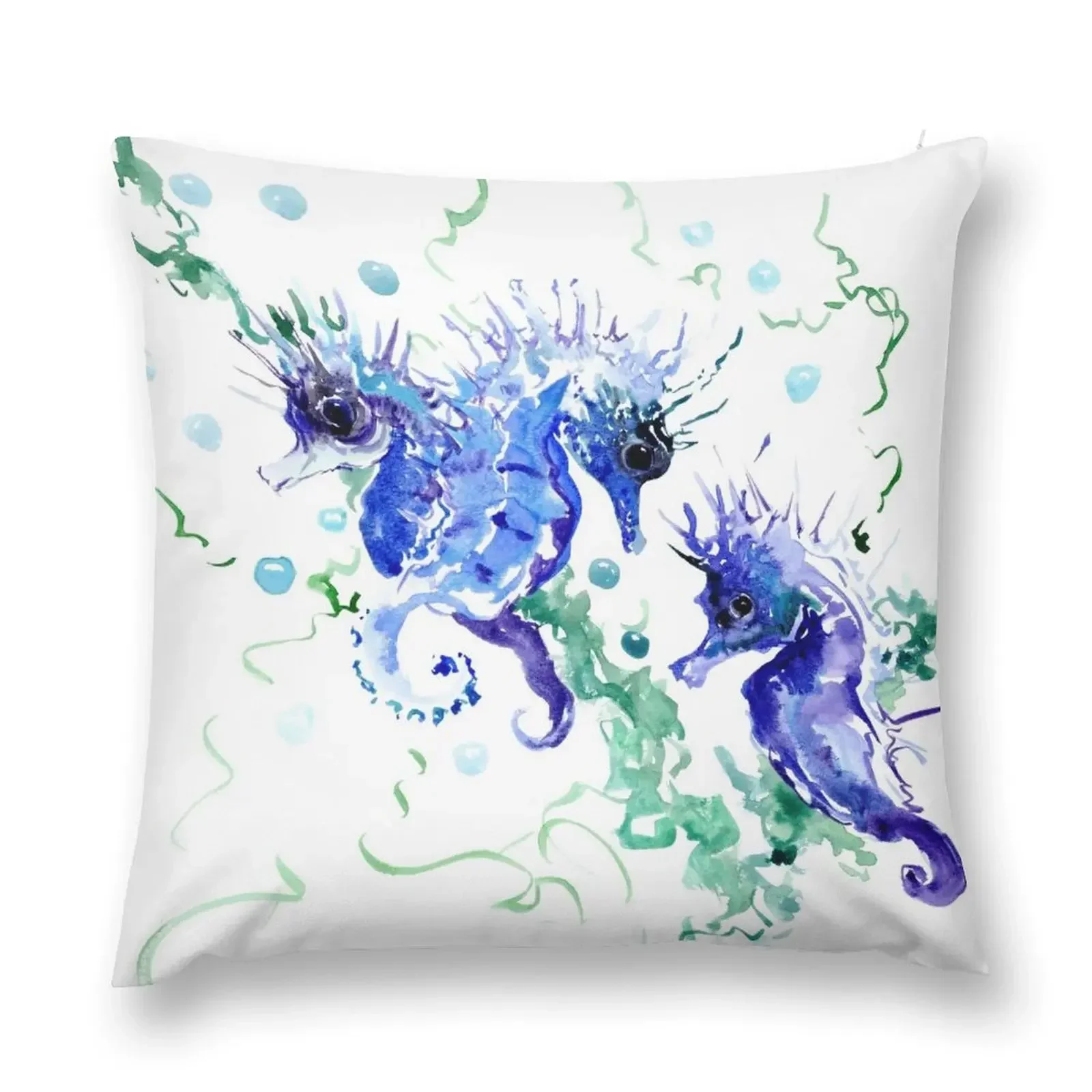 Blue Seahorses Throw Pillow christmas supplies Custom Cushion Photo Throw Pillow Covers pillow