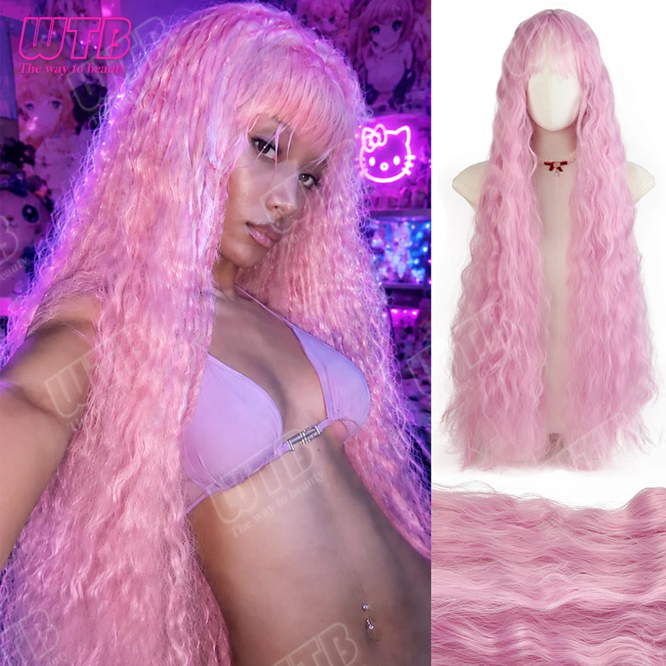 Extra Long Water Wave Synthetic Lolita Wig for Women Wave Wig with Bangs Suitable for Women Girl for Daily Wear Holidays Cosplay