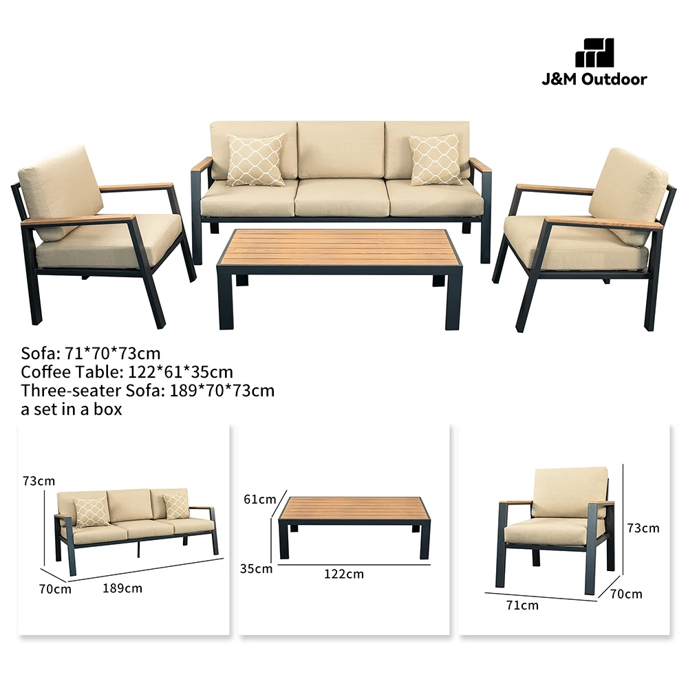 Free Shipping Fee Outdoor 4-Piece Garden Sofa Set With Armrests