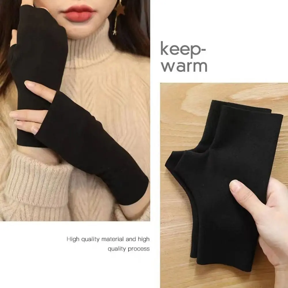 Outdoor Riding Mittens Winter Velvet Gloves Cycling Gloves Touch Screen Half Finger Gloves Warm Korean Style Driving Warm Gloves