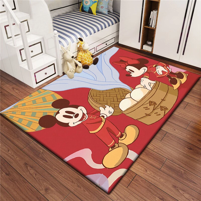 Alfombra con estampado HD de dibujos animados de Minnie y Mickey Mouse para sala de estar, decoración del hogar, sofá, mesa, silla antideslizante,