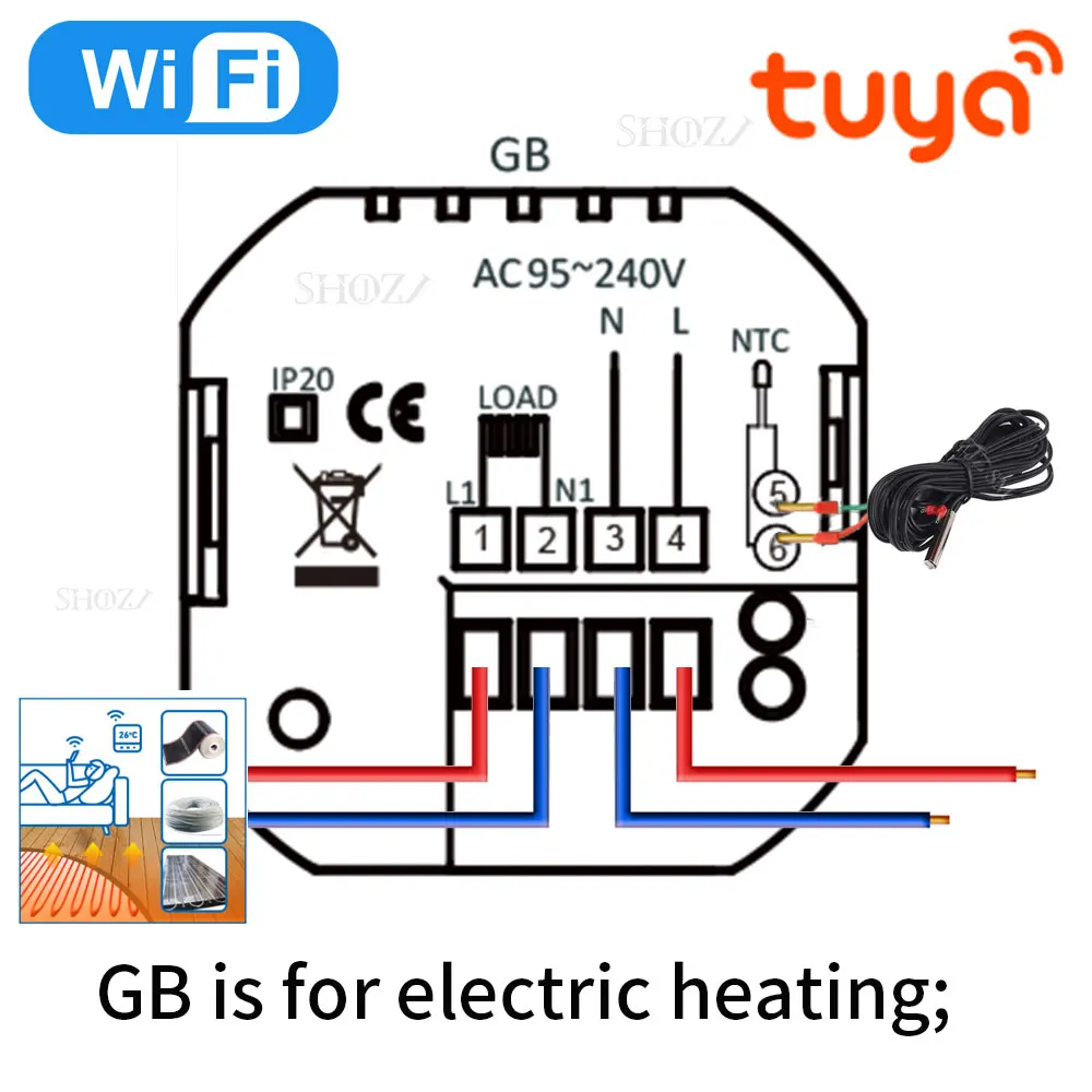Tuya Zigbee MQTT & Wifi & Modbus RS485 Slimme Knop Thermostaat Gas Boiler Elektrische Verwarming Temperatuurregelaar LED Display