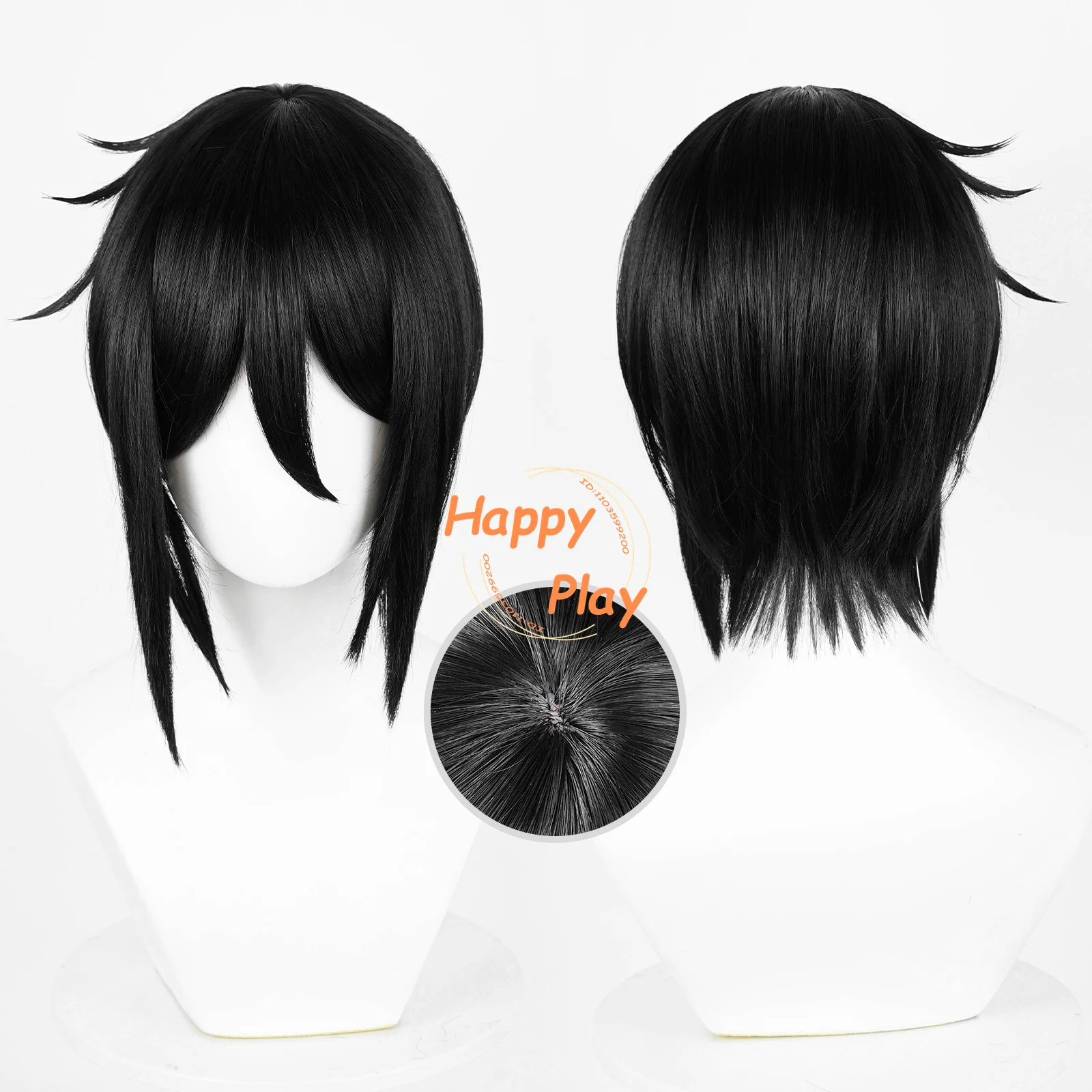 

Anime 32cm Short Sebastian Michaelis Cosplay Wig Black Scalp Hair Heat Resistant Synthetic Hair Halloween Party Wigs + Wig Cap