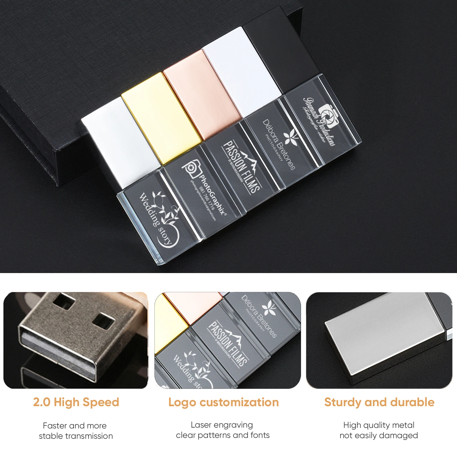 

Free Custom Logo Pen Drive 128GB LED Crystal USB Flash Drive 64GB Wedding Gift Memory Stick 32GB Real Capacity USB Memory 16G 8G