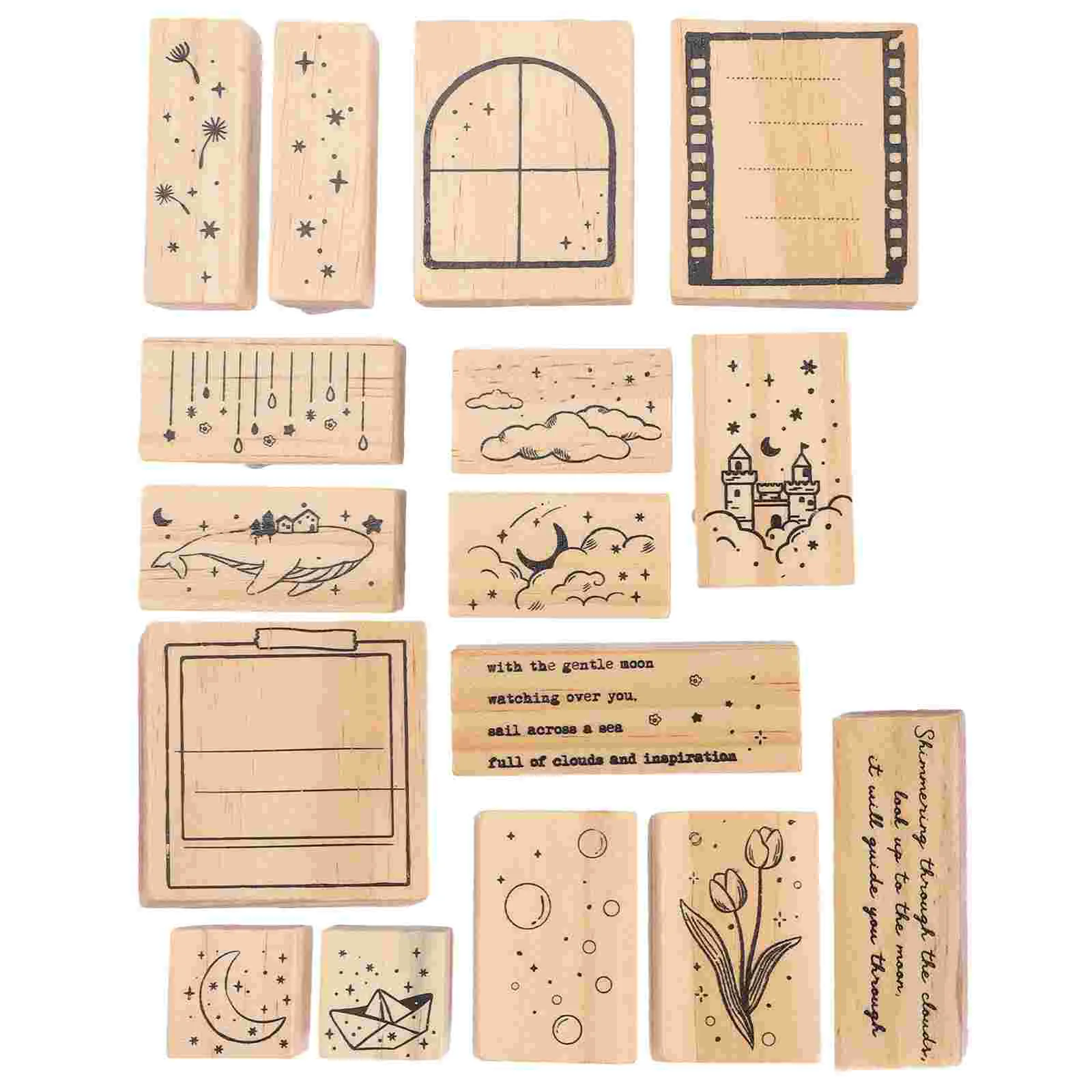 Hand Stamp Vintage Decor DIY Scrapbook Decorative Stamps Account Wooden Small for Toddler Craft