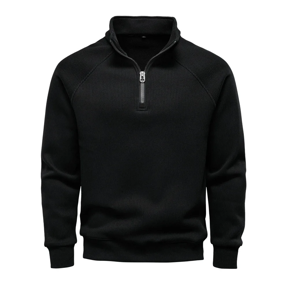 High Quality Men Hoodie 2026 New Autumn Winter European Half Zip Men Trendy Fleece Hoodie Casual Coat European Size XJ374