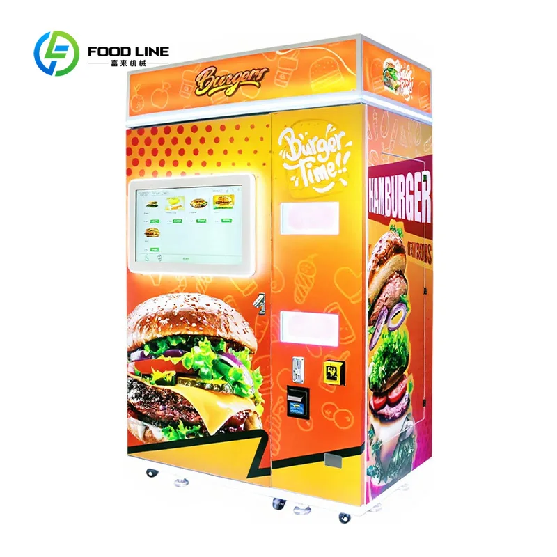 24h Self Service Burger Vending Machine China Supplier Hot Hamburger Fast Food Vending Machine with Touch Heating Screen