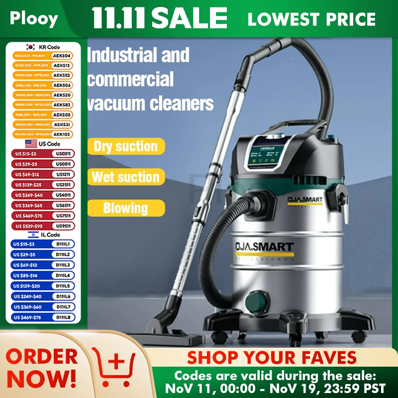 Многофункциональный пылесос мощностью 1400-1600 Вт, 25/35 л, очиститель для влажной и сухой уборки, автомобильный домашний вакуумный аппарат для коммерческой промышленности