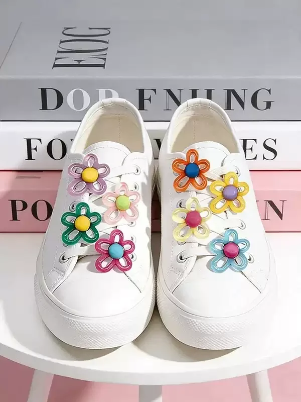 Flower Shoe Charms With Transparent Acrylic Design, Cute Colorful Lace Clips Decorations For Sneakers, DIY Shoe Accessories 1Pcs